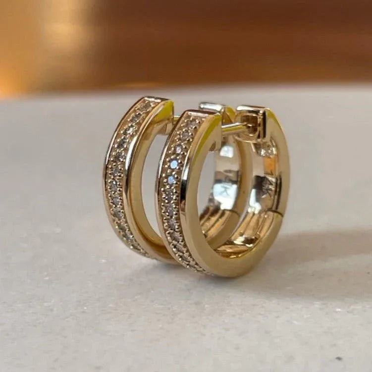 Liz Diamonds Hoops Earrings- Pair - Goldie Paris Jewellery