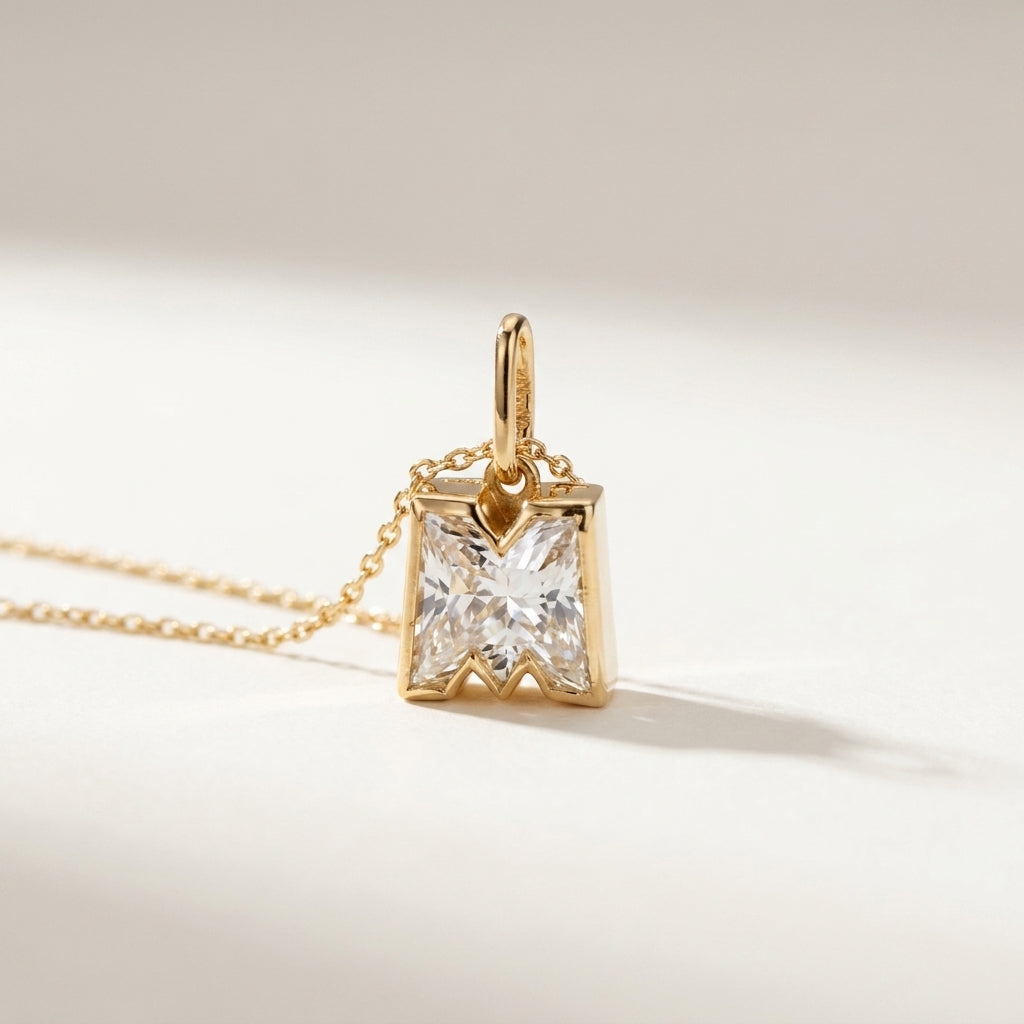 1.5ct Diamond Letter Pendant - M - Jewelry - Goldie Paris Jewelry - Last Chance Moms Pendant