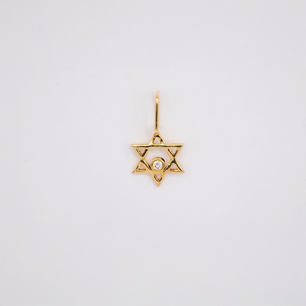 Mini Star of David with Diamond Pendant/Charm - Goldie Paris Jewellery