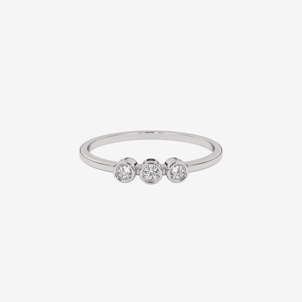 "Miriam" Three Bezel diamonds Stackable Ring - Goldie Paris Jewellery