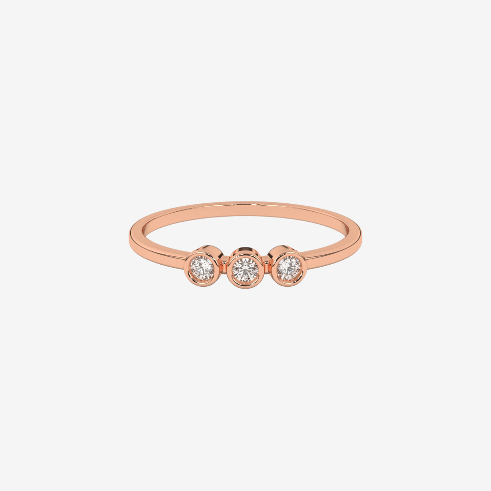 "Miriam" Three Bezel diamonds Stackable Ring - Goldie Paris Jewellery