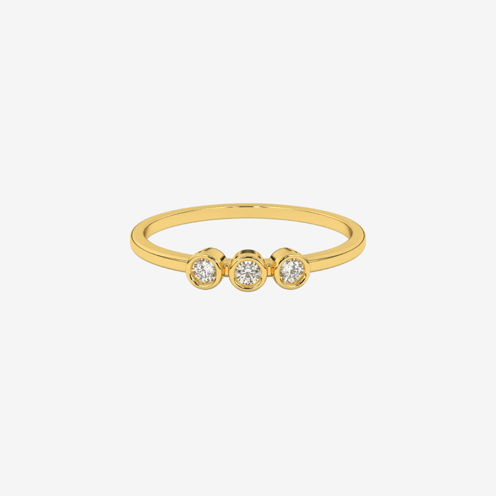 "Miriam" Three Bezel diamonds Stackable Ring - Goldie Paris Jewellery