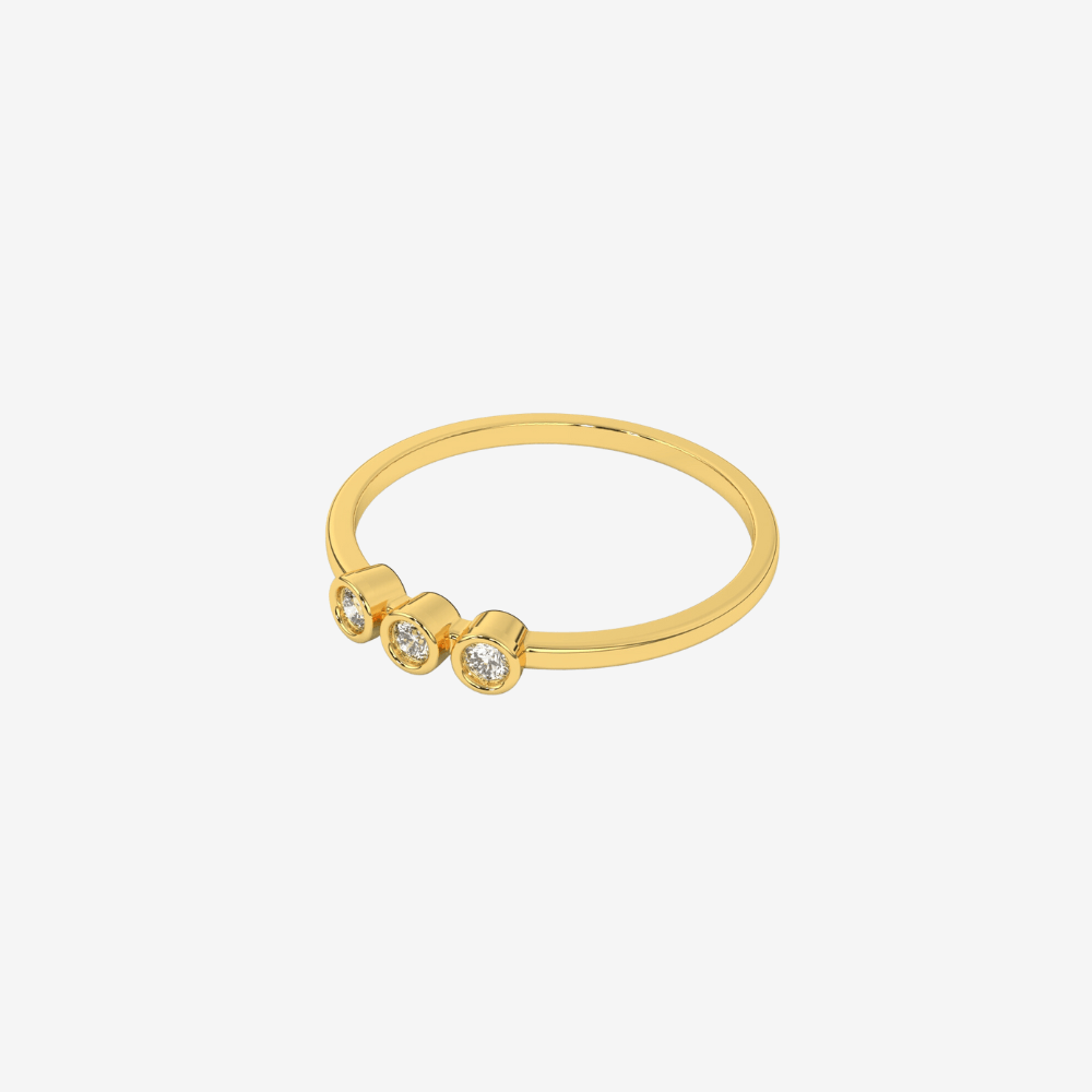 "Miriam" Three Bezel diamonds Stackable Ring - Goldie Paris Jewellery