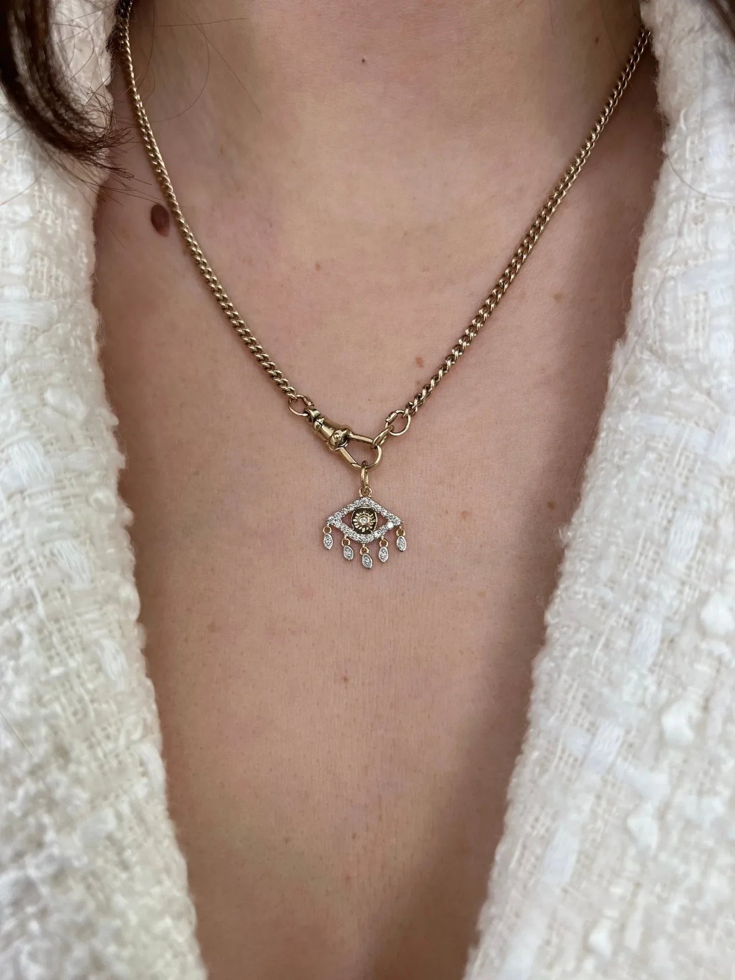 Naomi Evil Eye Floating Pendant - - Jewelry - Goldie Paris Jewelry - Everyday Faith Evil Eye Pendant