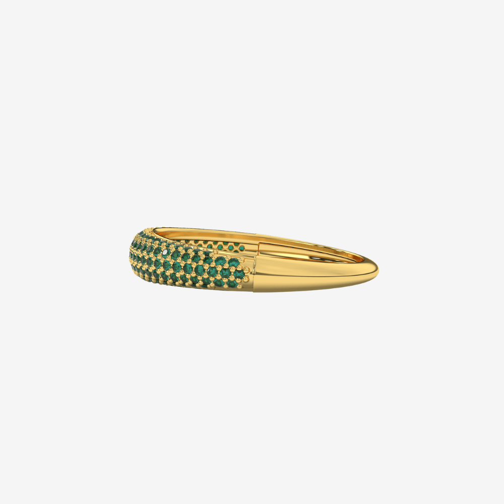"Nilly" Dôme Pavé Diamond Ring - Emerald Green - Goldie Paris Jewellery