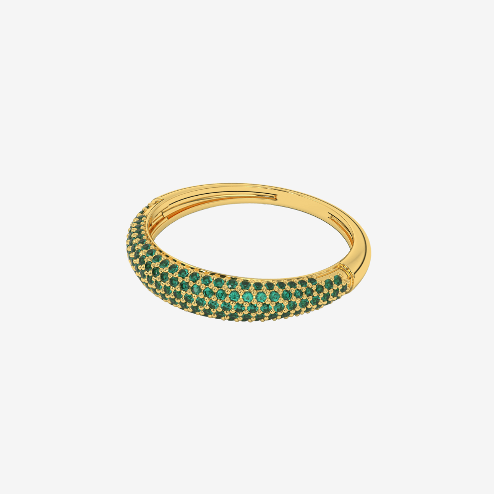 "Nilly" Dôme Pavé Diamond Ring - Emerald Green - Goldie Paris Jewellery