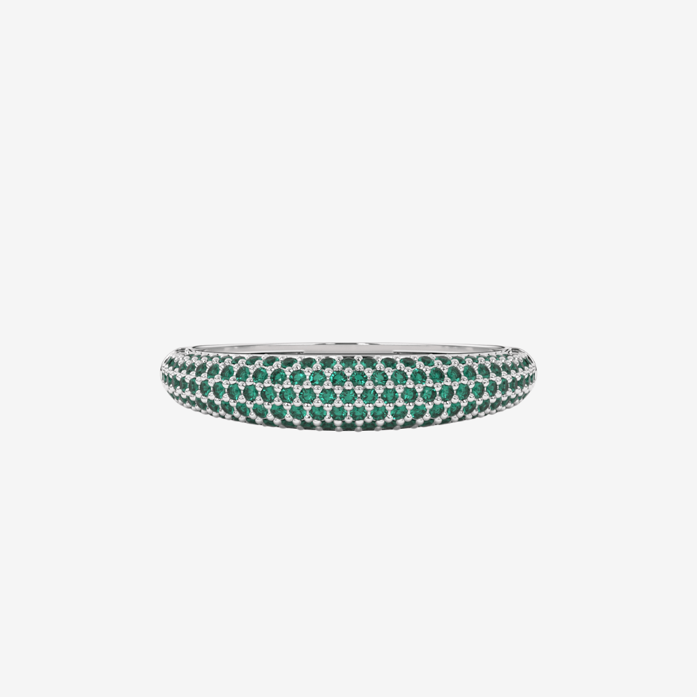 "Nilly" Dôme Pavé Diamond Ring - Emerald Green - Goldie Paris Jewellery