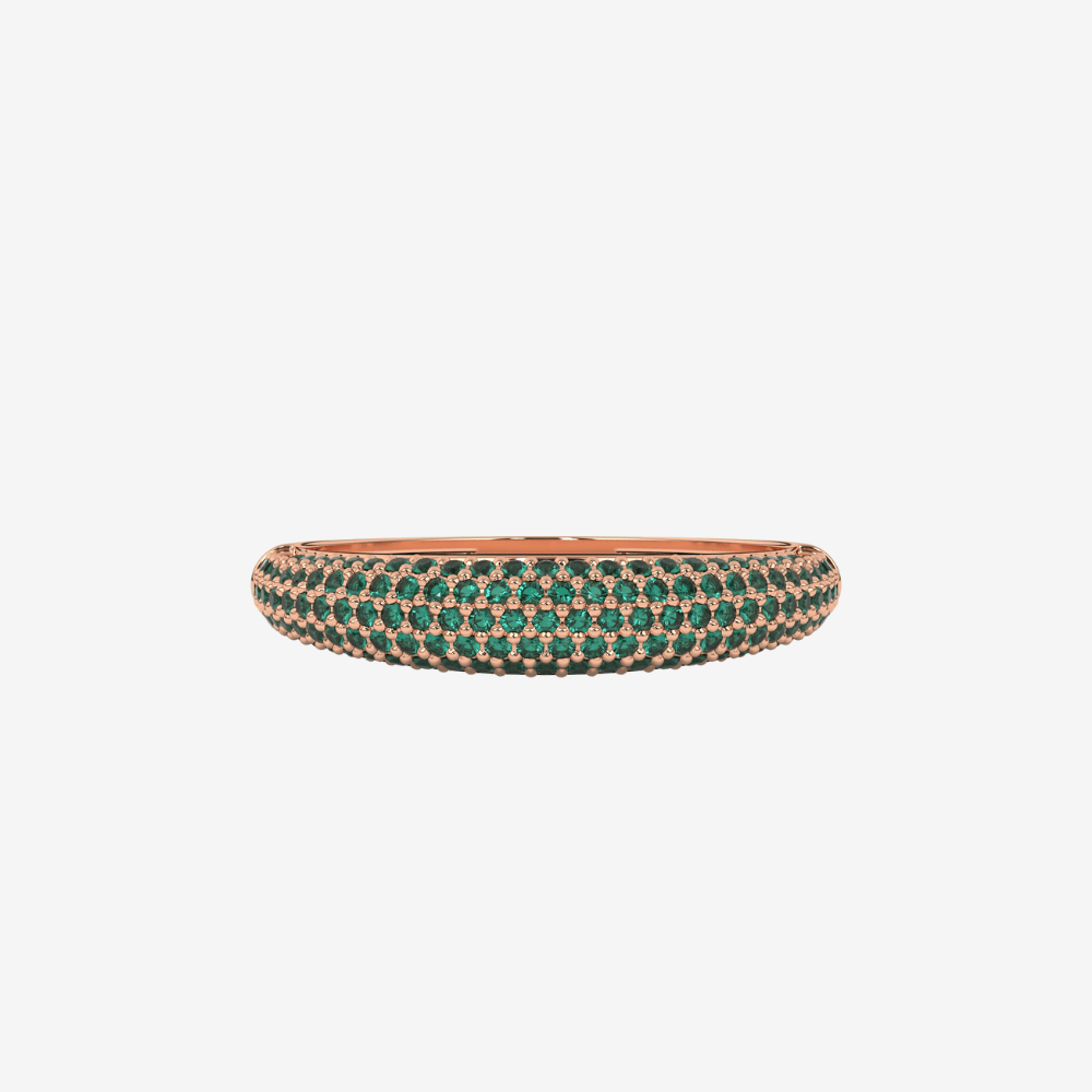 "Nilly" Dôme Pavé Diamond Ring - Emerald Green - Goldie Paris Jewellery