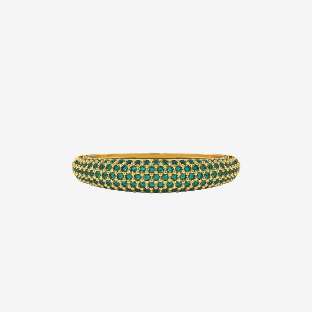 "Nilly" Dôme Pavé Diamond Ring - Emerald Green - Goldie Paris Jewellery