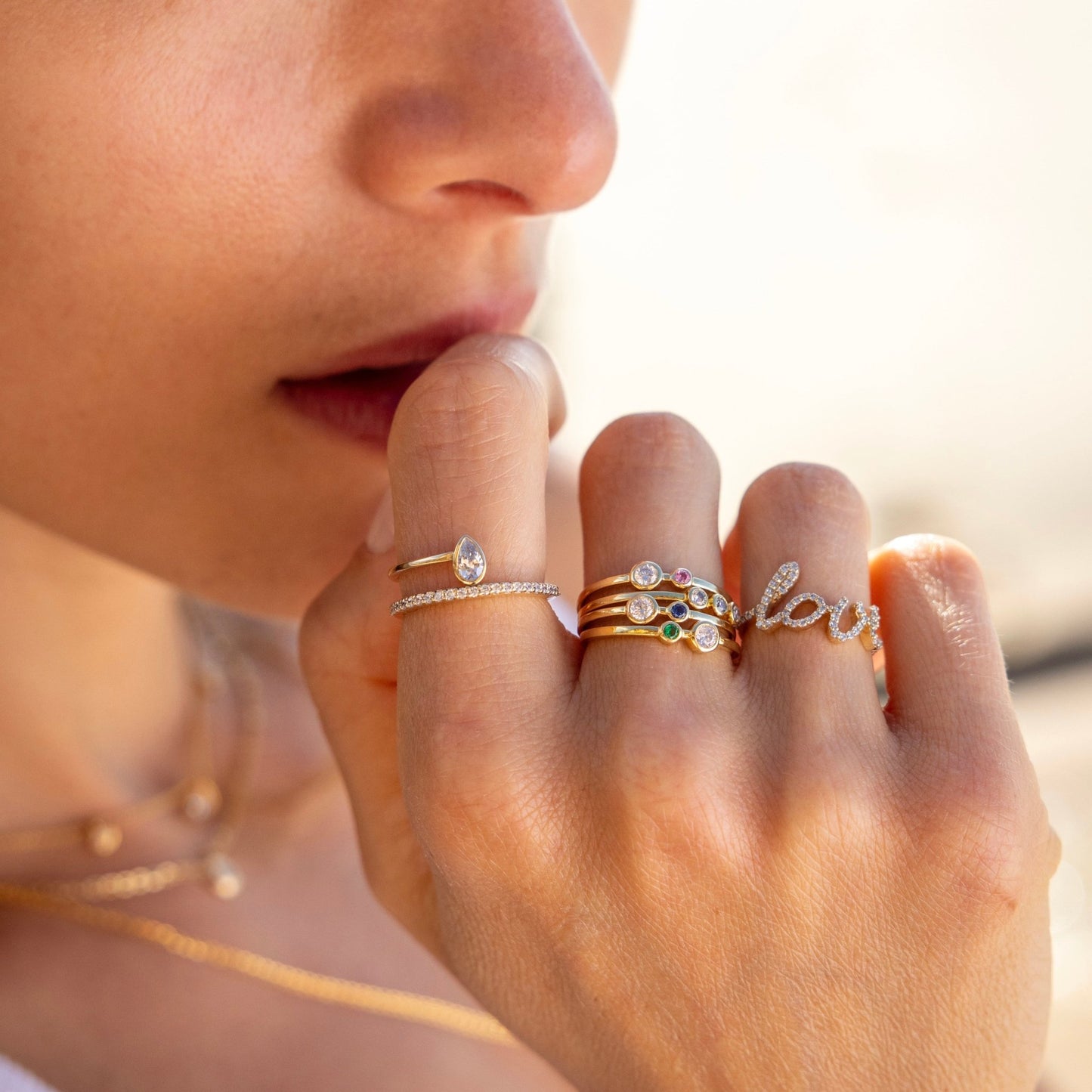 "Noa" Pear and Pavé Diamond Ring - Goldie Paris Jewellery