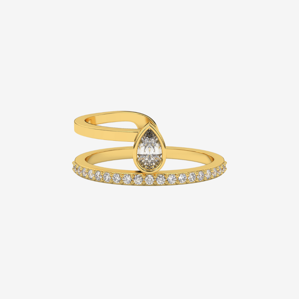 "Noa" Pear and Pavé Diamond Ring - Goldie Paris Jewellery