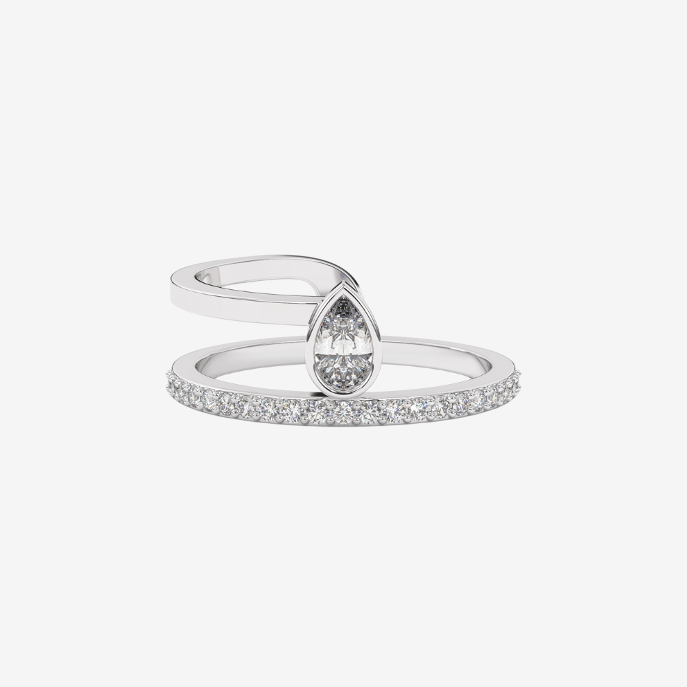 "Noa" Pear and Pavé Diamond Ring - Goldie Paris Jewellery