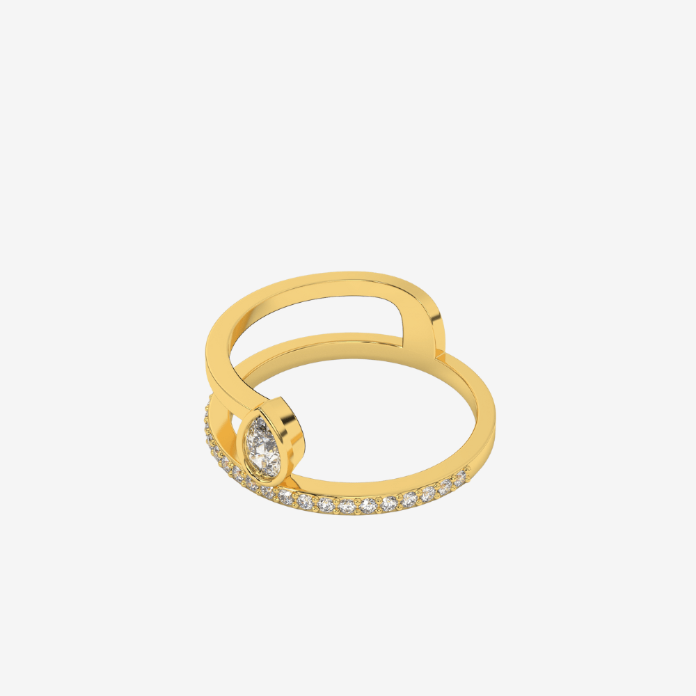 "Noa" Pear and Pavé Diamond Ring - Goldie Paris Jewellery