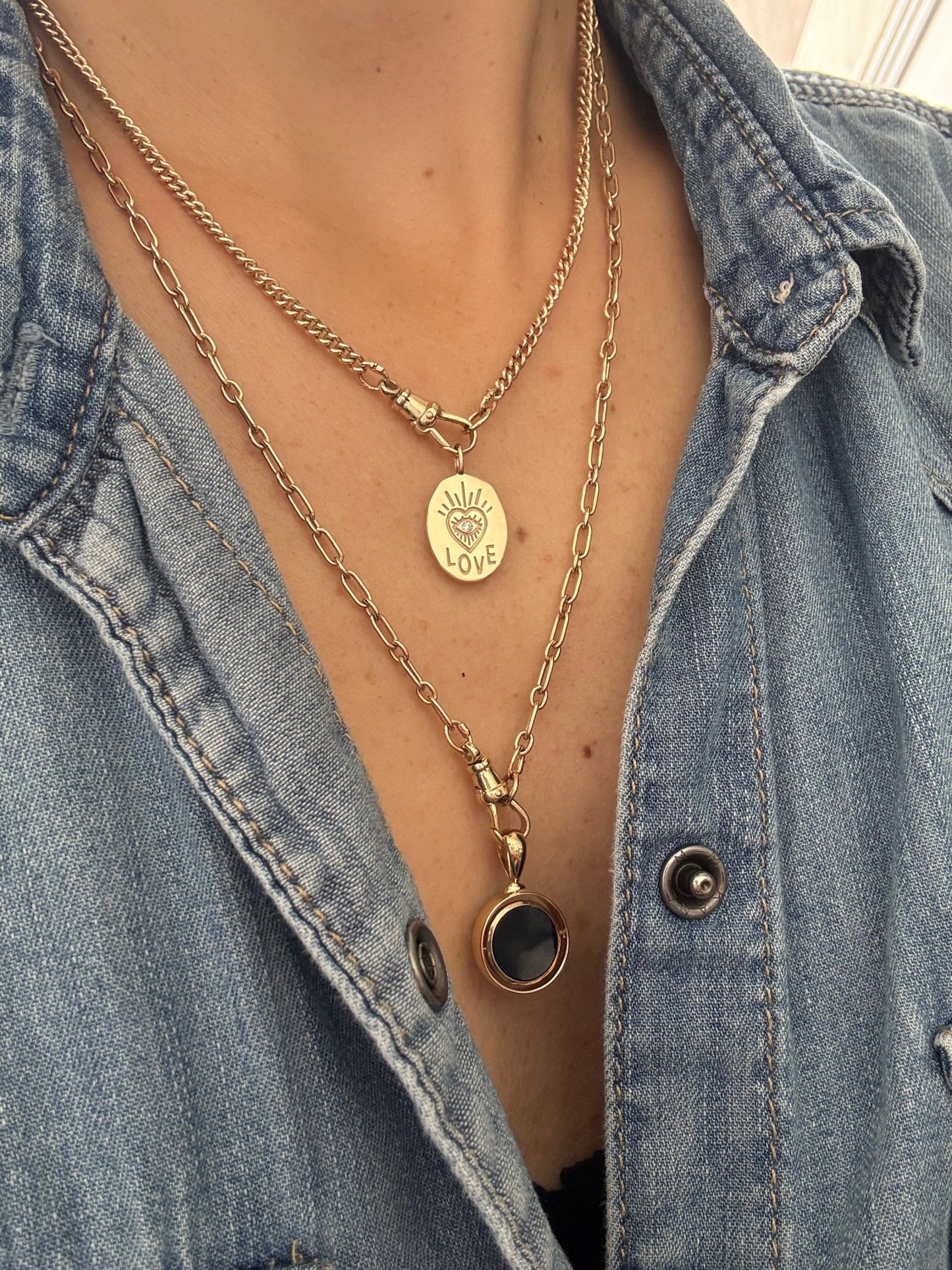 Paperclip Figaro Chain Necklace with Swivel Clasp - Goldie Paris Jewellery