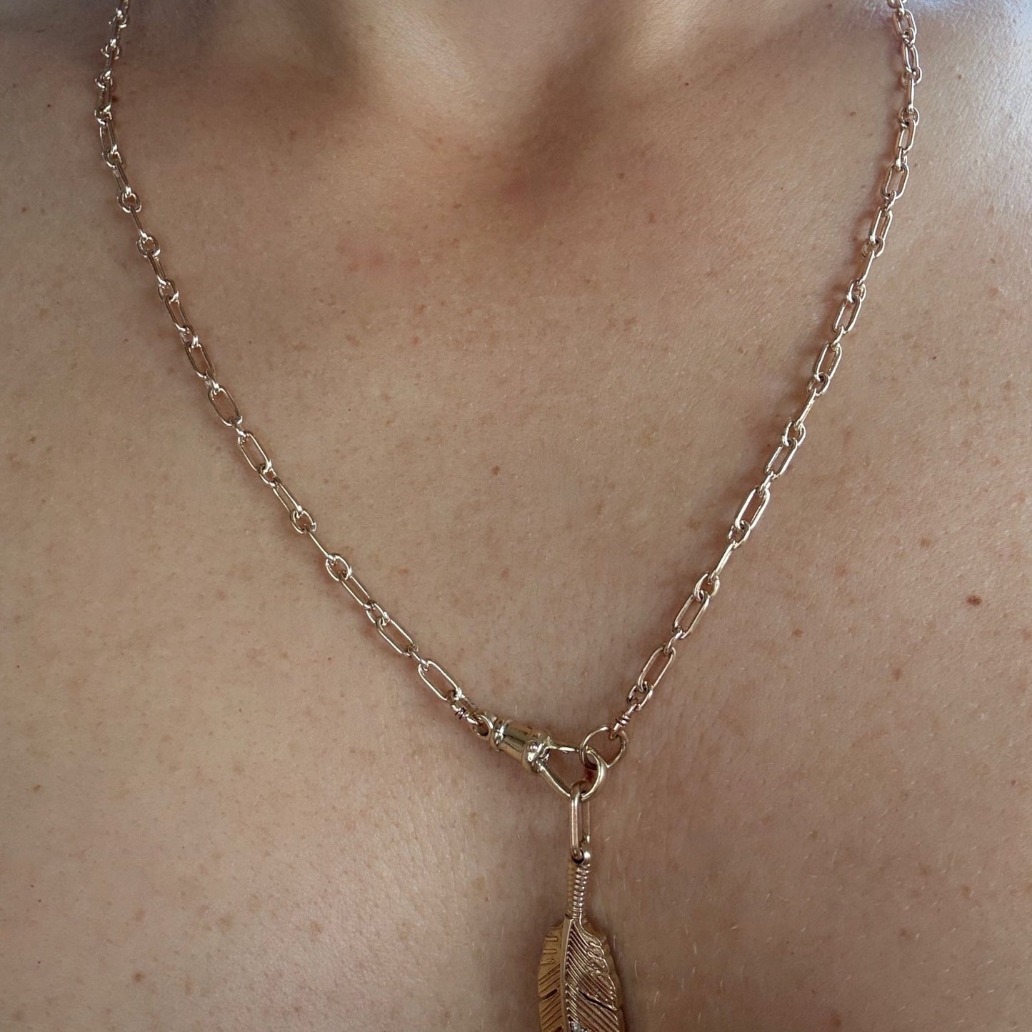 Paperclip Figaro Chain Necklace with Swivel Clasp - Goldie Paris Jewellery