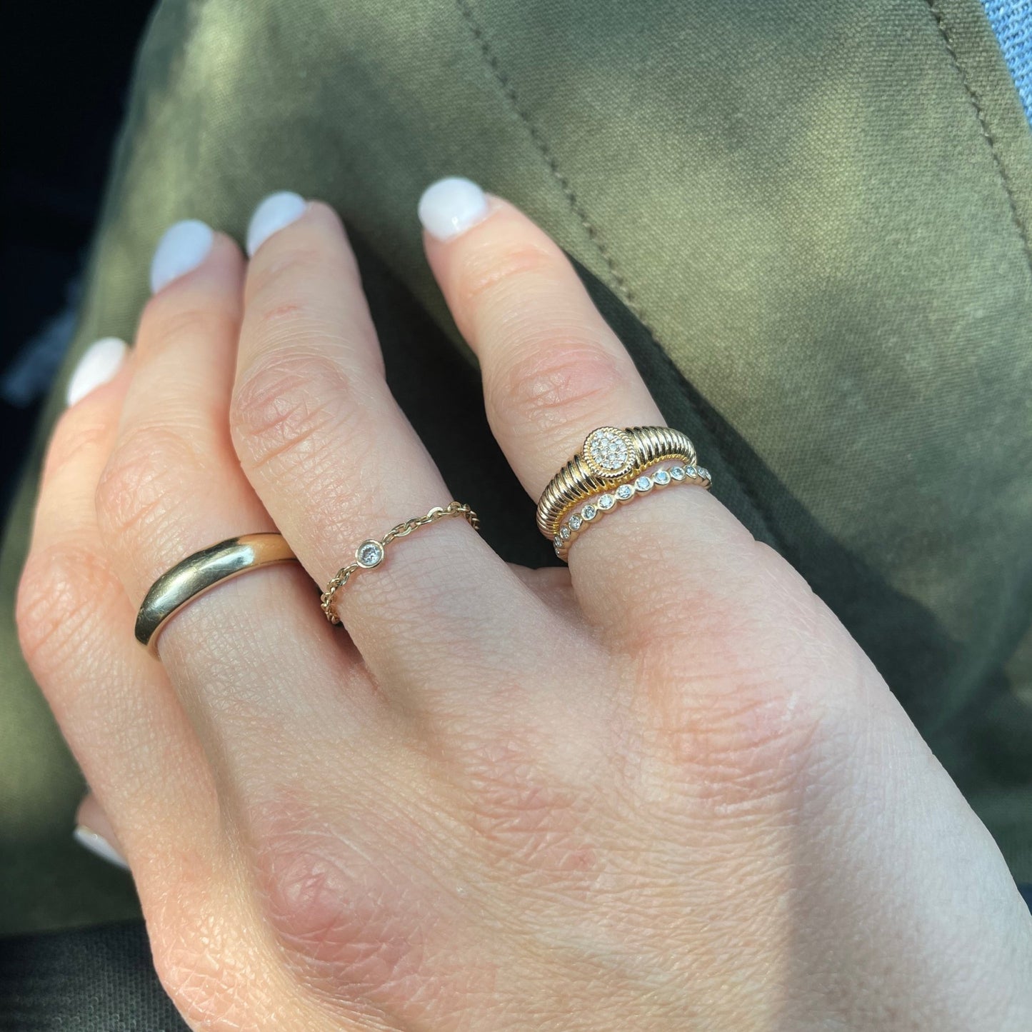 "Rachel" Fluted Diamond Ring - Goldie Paris Jewellery