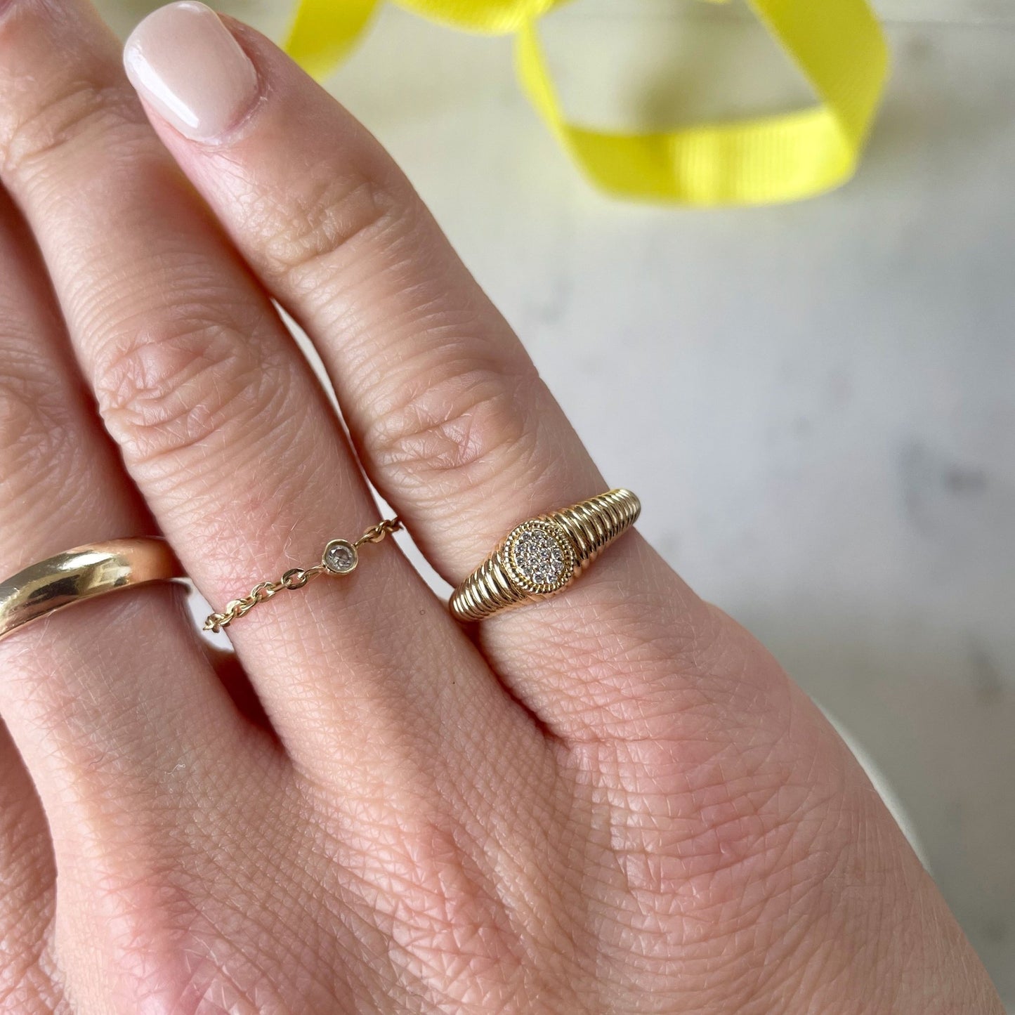 "Rachel" Fluted Diamond Ring - Goldie Paris Jewellery