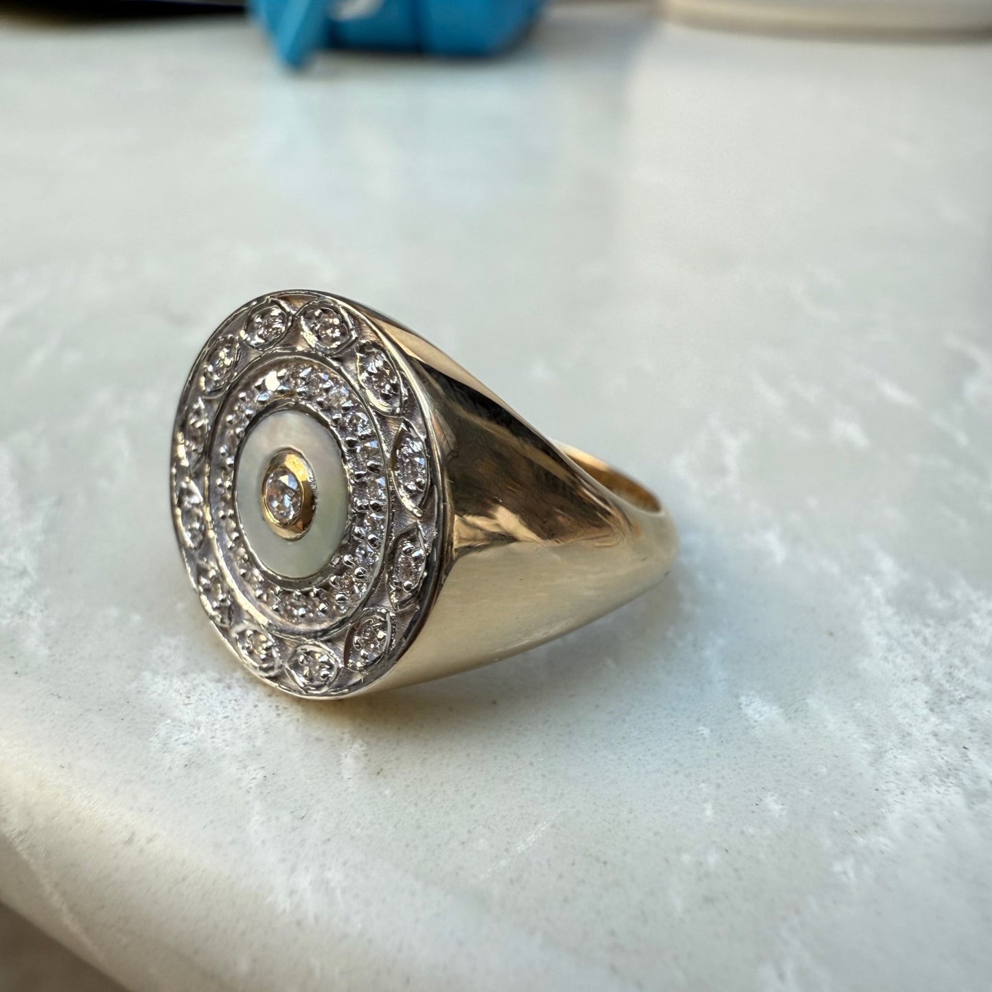 Sultana Diamond and Pearl Ring - Goldie Paris Jewellery