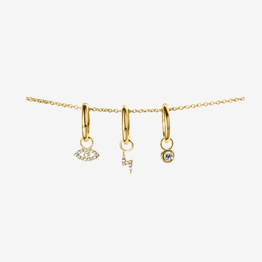 Charm hoops - Lightening, Diamond or Evil Eye