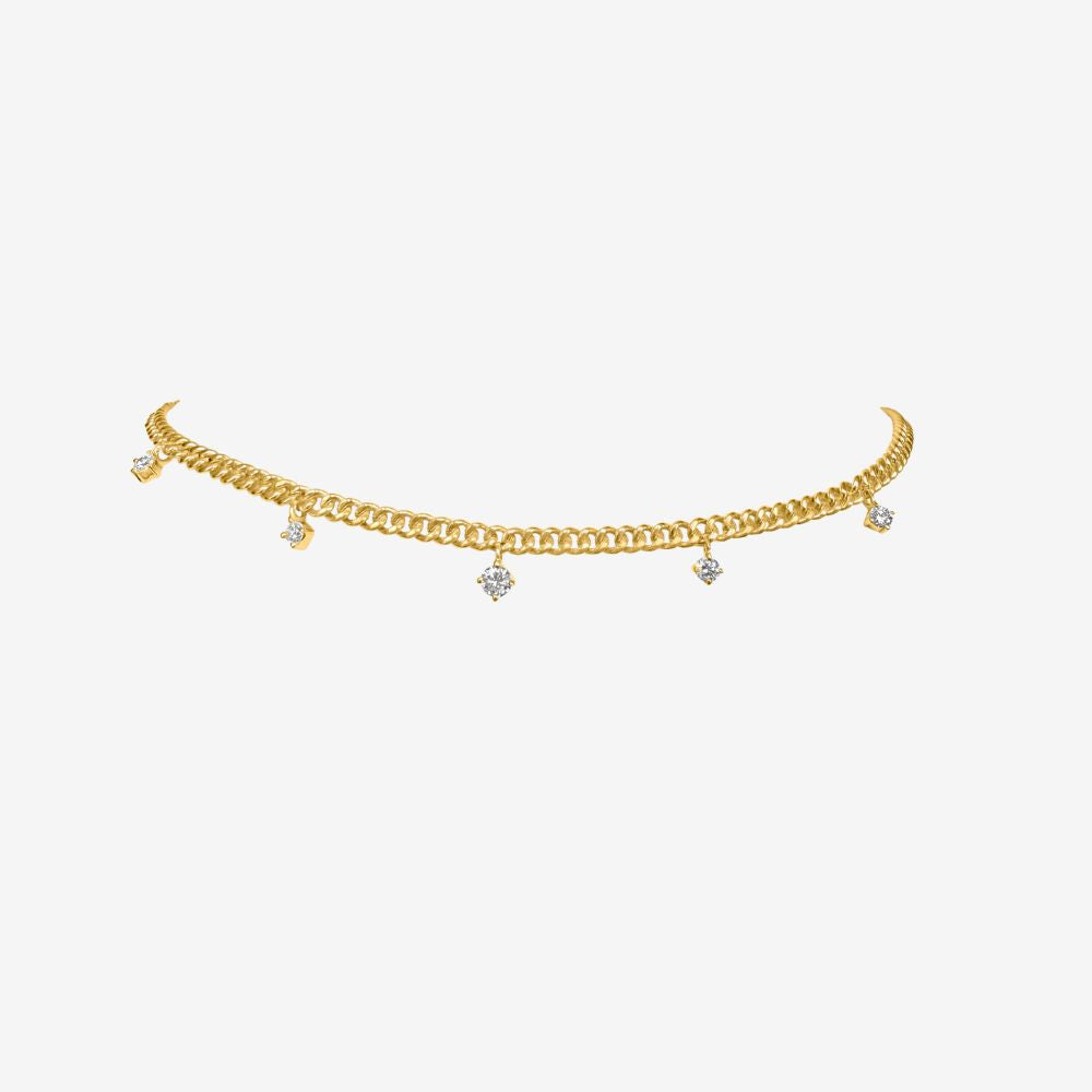 Floating diamonds Classic Curb Chain Bracelet