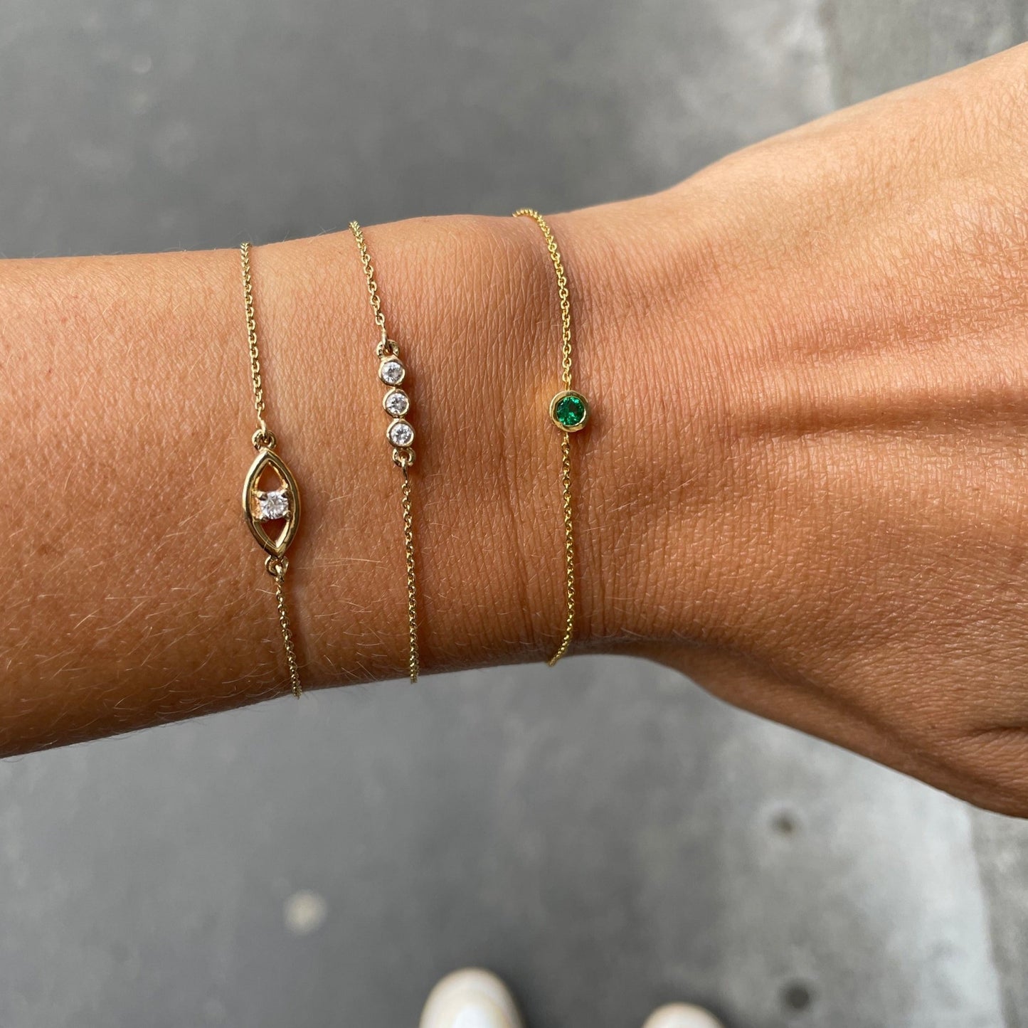 Three Bezel set Diamonds Bracelet - Goldie Paris Jewellery