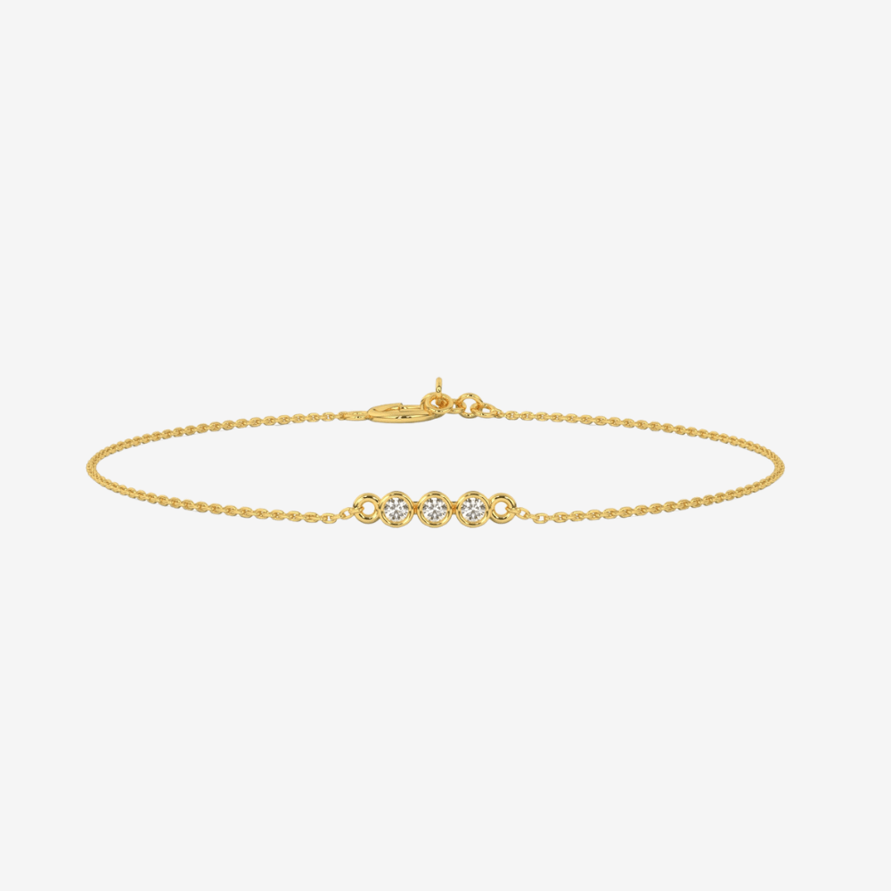 Three Bezel set Diamonds Bracelet - Goldie Paris Jewellery