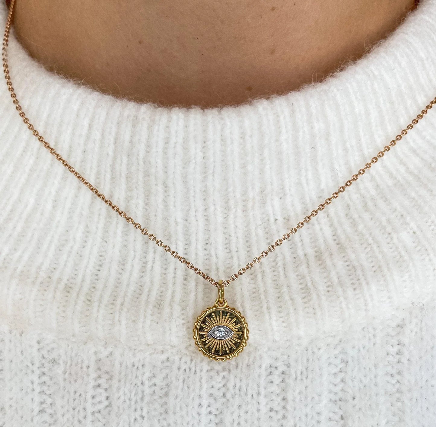 Mini Token Evil Eye Pendant - Goldie Paris Jewellery