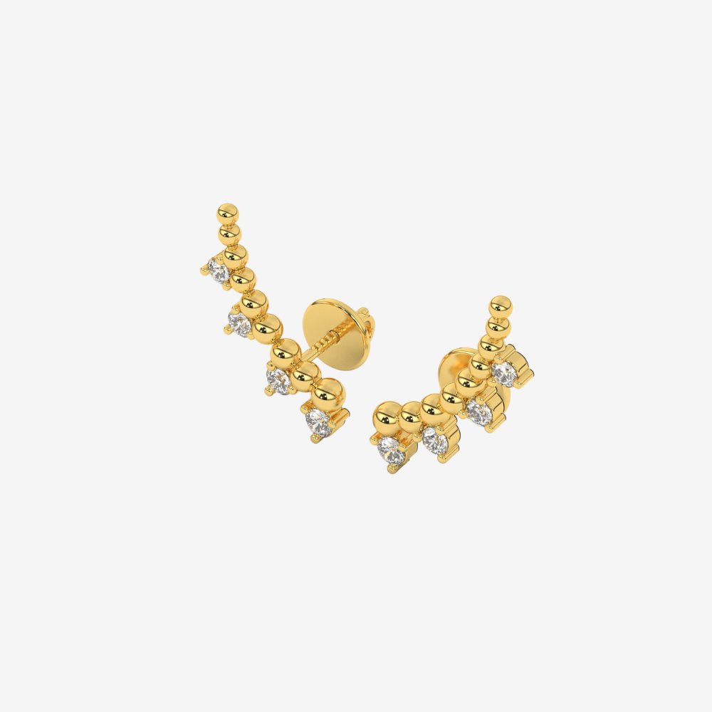 4 Diamonds Ear Climber Stud Earrings - - Jewelry - Goldie Paris Jewelry - Earring