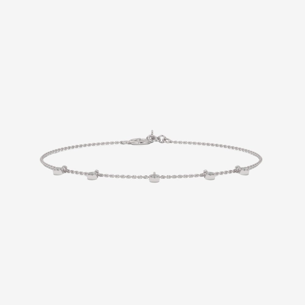 5 Floating Diamonds Bracelet - 14k White Gold - Jewelry - Goldie Paris Jewelry - Bezel Bracelet
