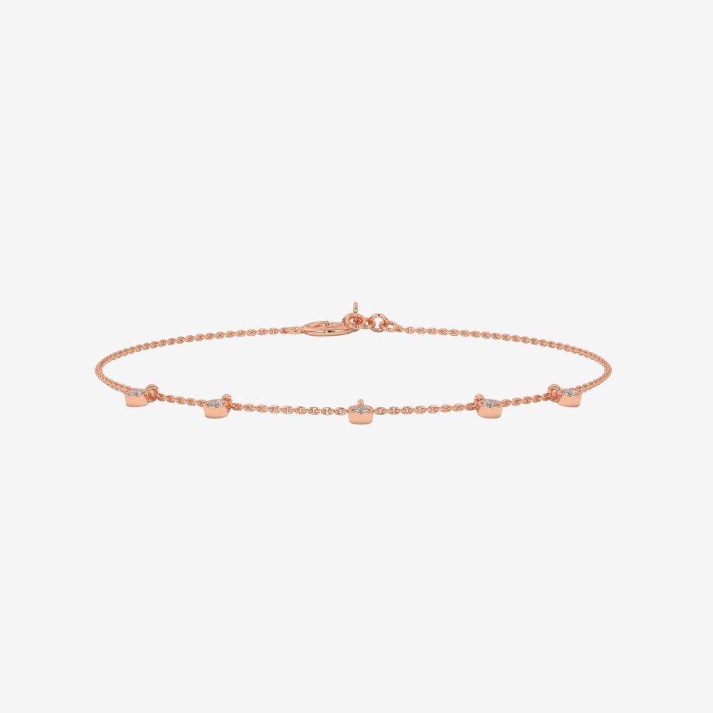 5 Floating Diamonds Bracelet - 14k Rose Gold - Jewelry - Goldie Paris Jewelry - Bezel Bracelet
