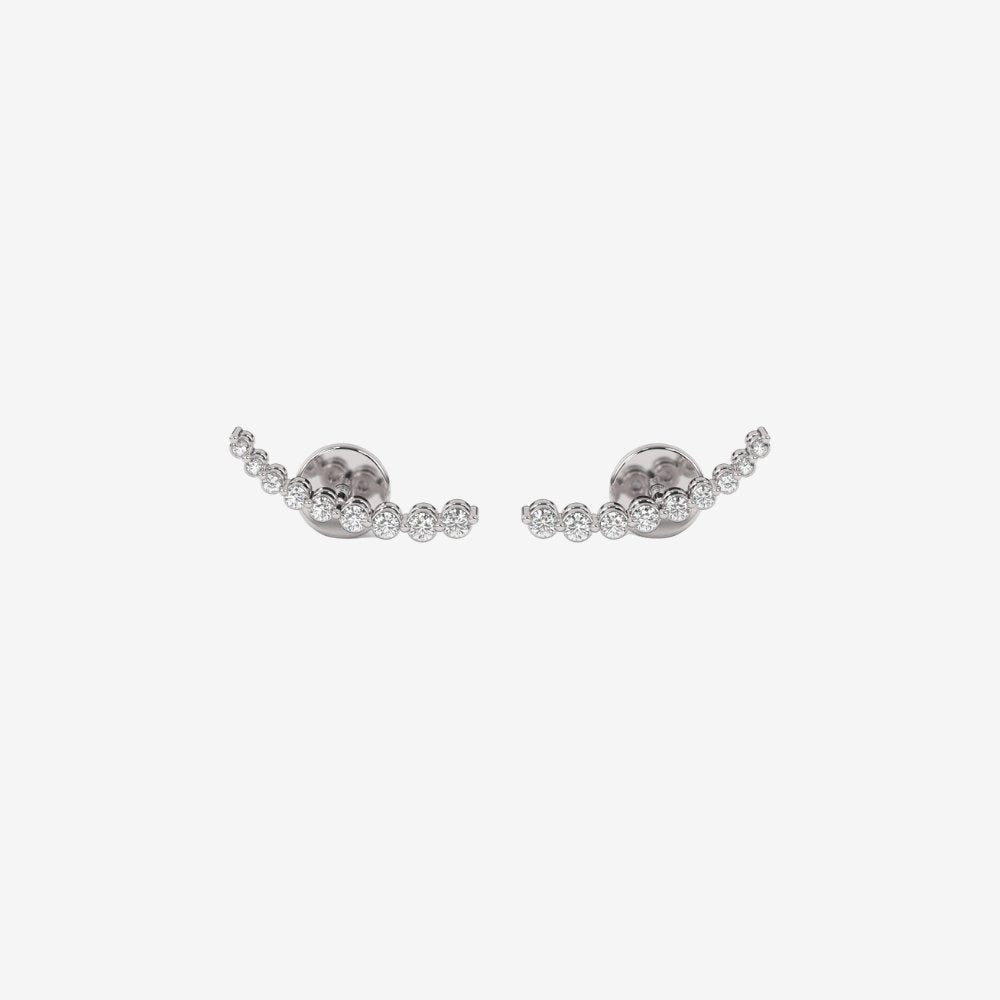 All Diamonds Ear Climber Stud Earring - 14k White Gold - Jewelry - Goldie Paris Jewelry - Earring