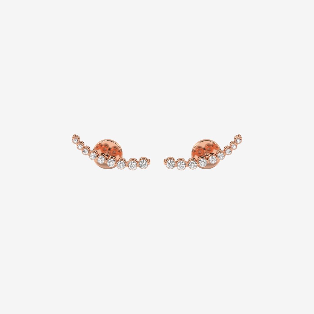 All Diamonds Ear Climber Stud Earring - 14k Rose Gold - Jewelry - Goldie Paris Jewelry - Earring