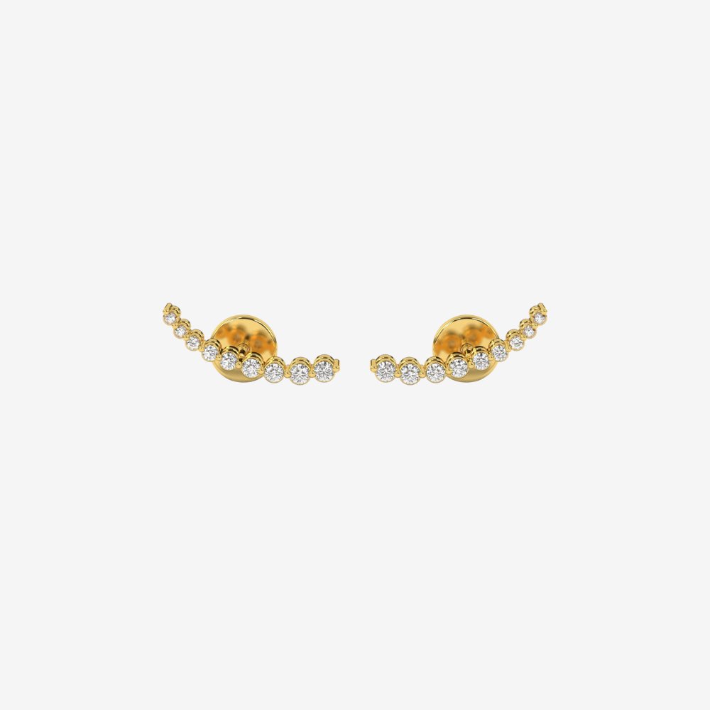 All Diamonds Ear Climber Stud Earring - 14k Yellow Gold - Jewelry - Goldie Paris Jewelry - Earring