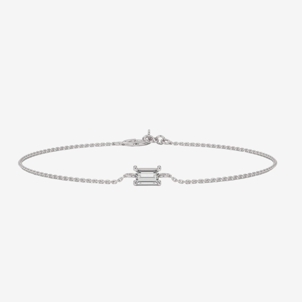 Baguette Diamond Bracelet - 14k White Gold - Jewelry - Goldie Paris Jewelry - Baguette Bracelet