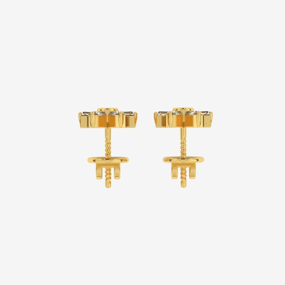 Baguette Flower Stud Diamonds Earrings - Goldie Paris Jewellery
