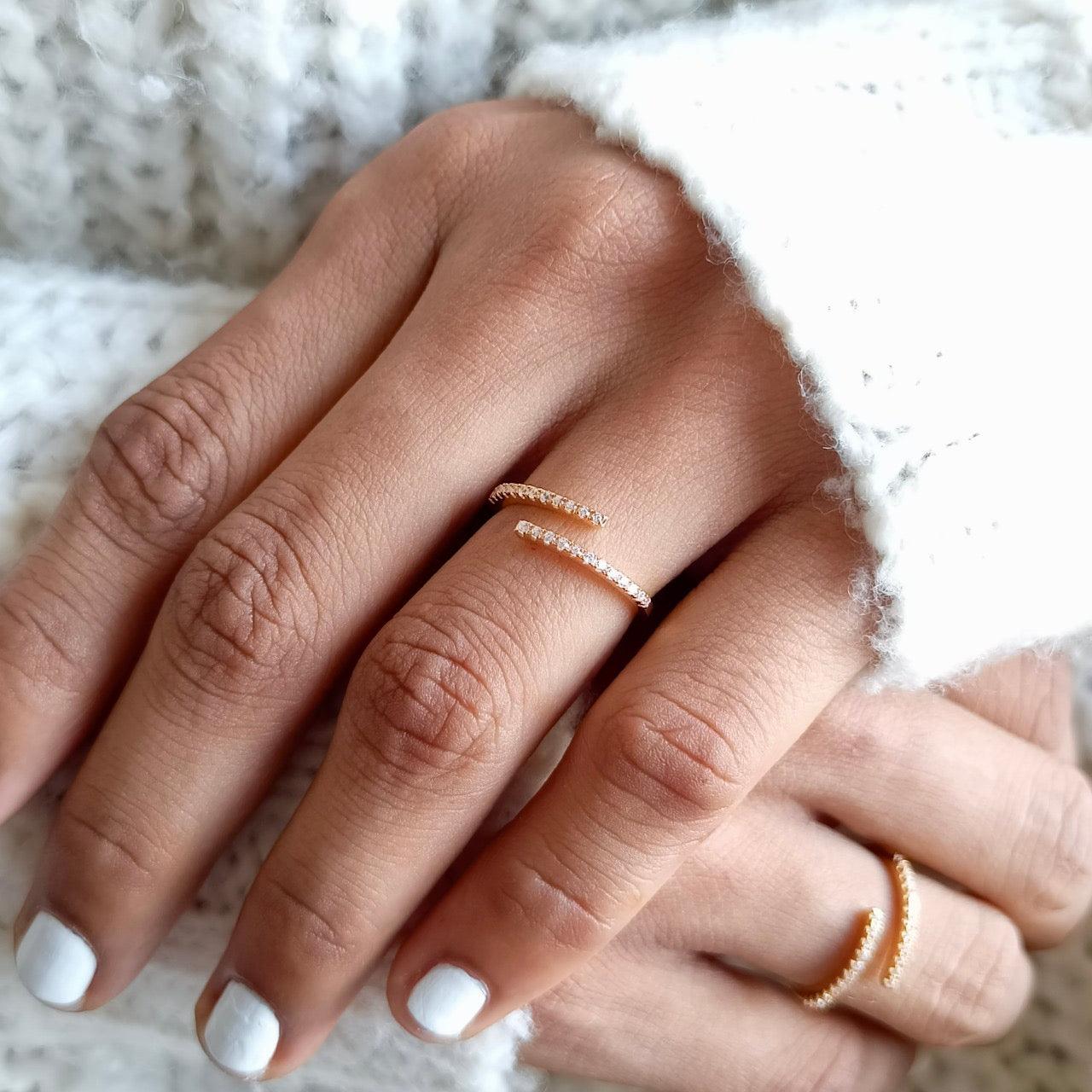 "Lauren" Pavé Spiral Diamond Ring - - Jewelry - Goldie Paris Jewelry - Ring statement