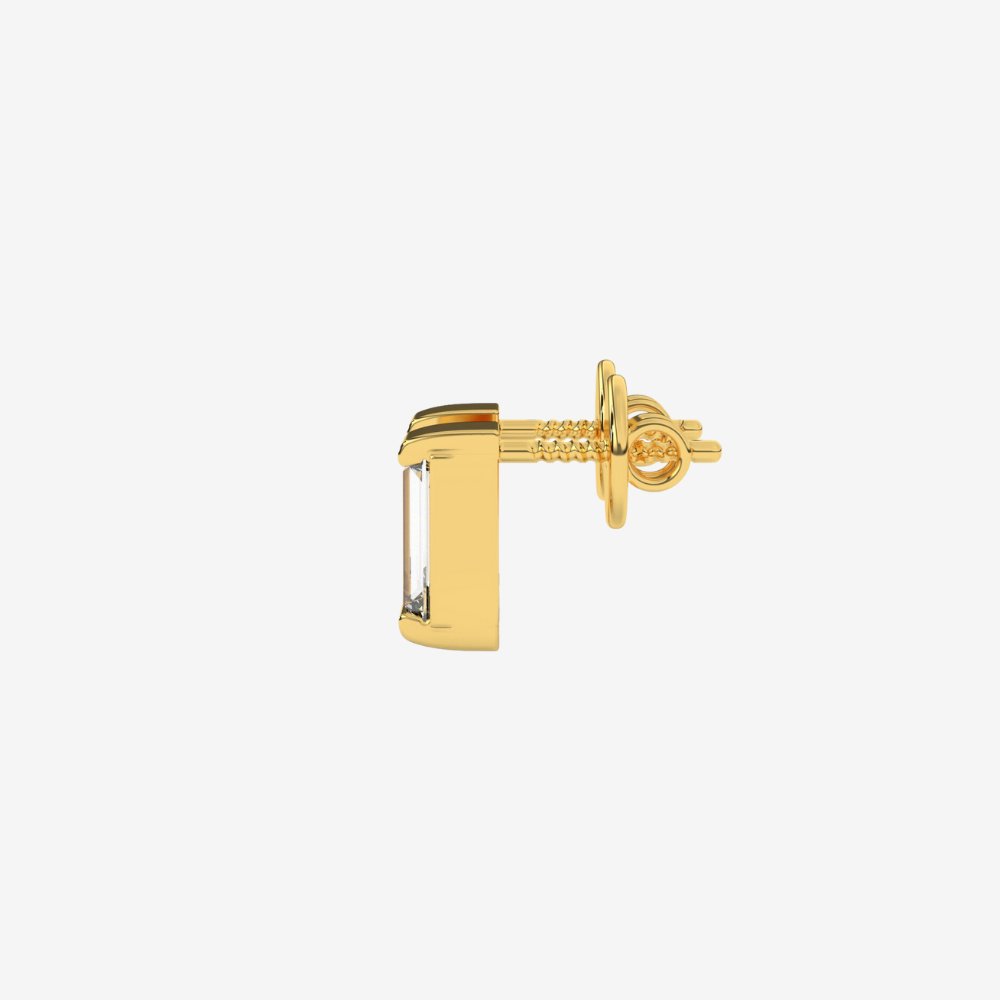 Diamond Baguette Threaded Stud Earrings - - Jewelry - Goldie Paris Jewelry - Baguette Earring