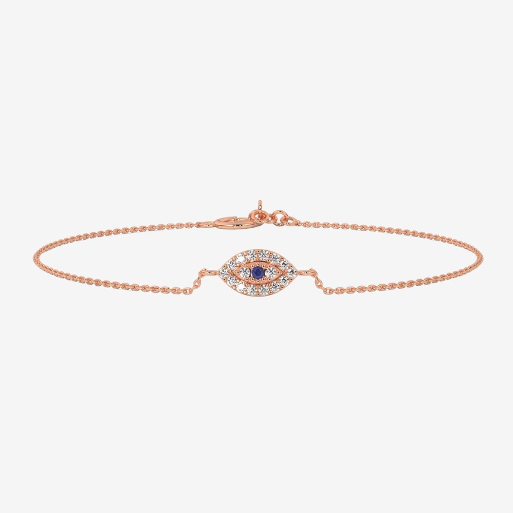 Evil Eye Diamonds Bracelet - 14k Rose Gold - Jewelry - Goldie Paris Jewelry - Bracelet