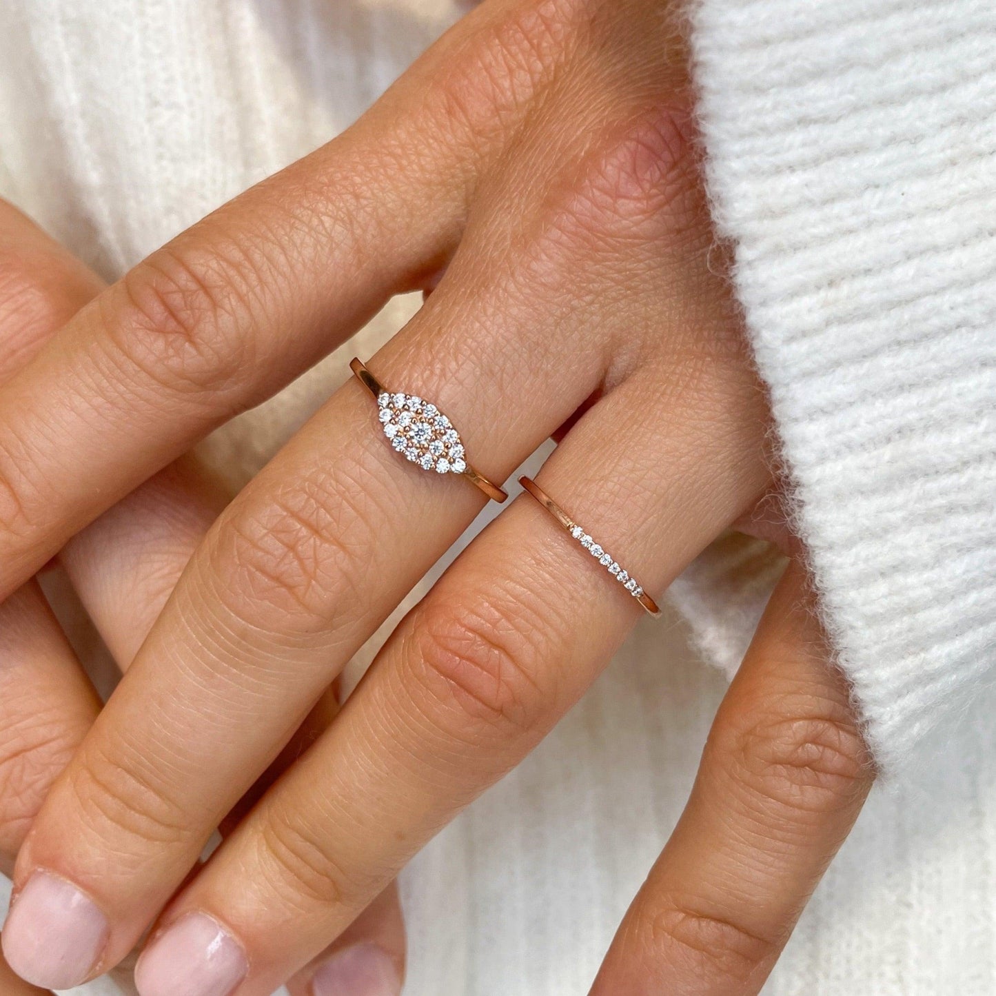 "Rachel" Evil Eye Pavé Diamond Ring - - Jewelry - Goldie Paris Jewelry - Ring