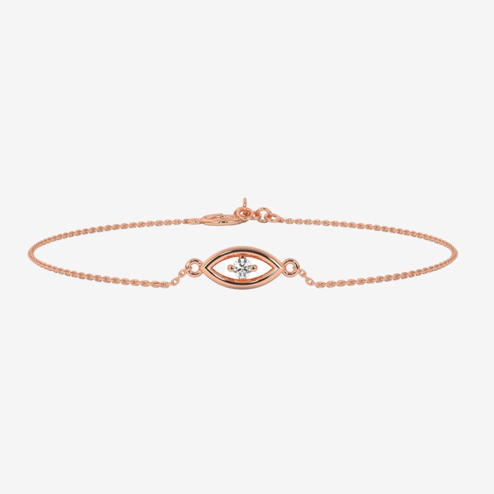 Evil Eye Single Diamond Bracelet - 14k Rose Gold - Jewelry - Goldie Paris Jewelry - Bracelet