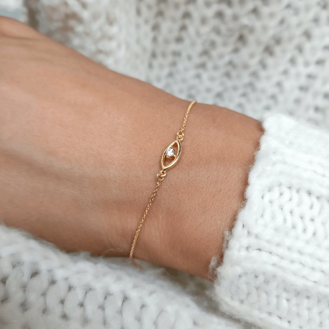 Evil Eye Single Diamond Bracelet - Goldie Paris Jewellery
