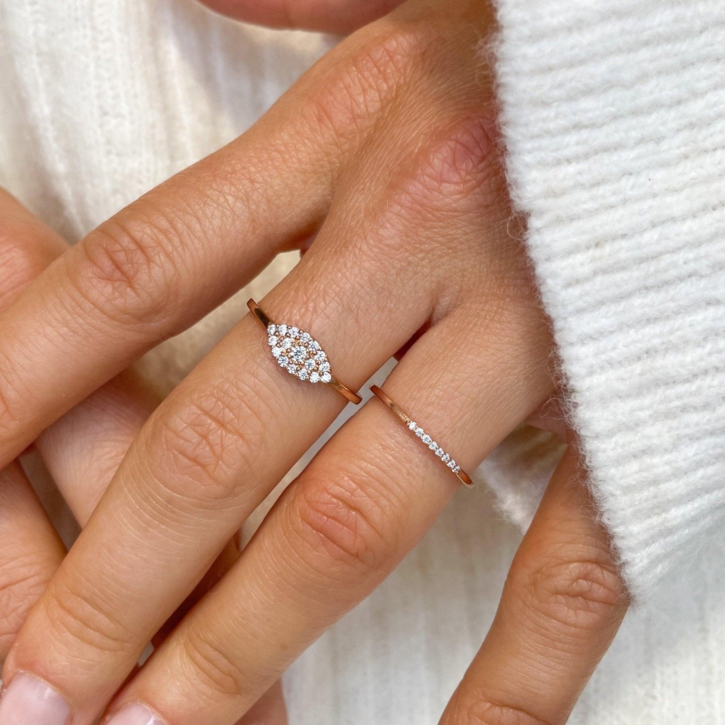"Hanna" Diamond Row Stackable Ring Band - Goldie Paris Jewellery