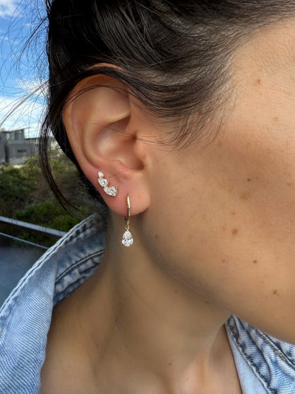 Gold Hoop with Pear Drop - Pair