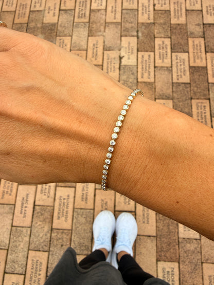 2 Carat Bezel Set Solid Gold Tennis Bracelet