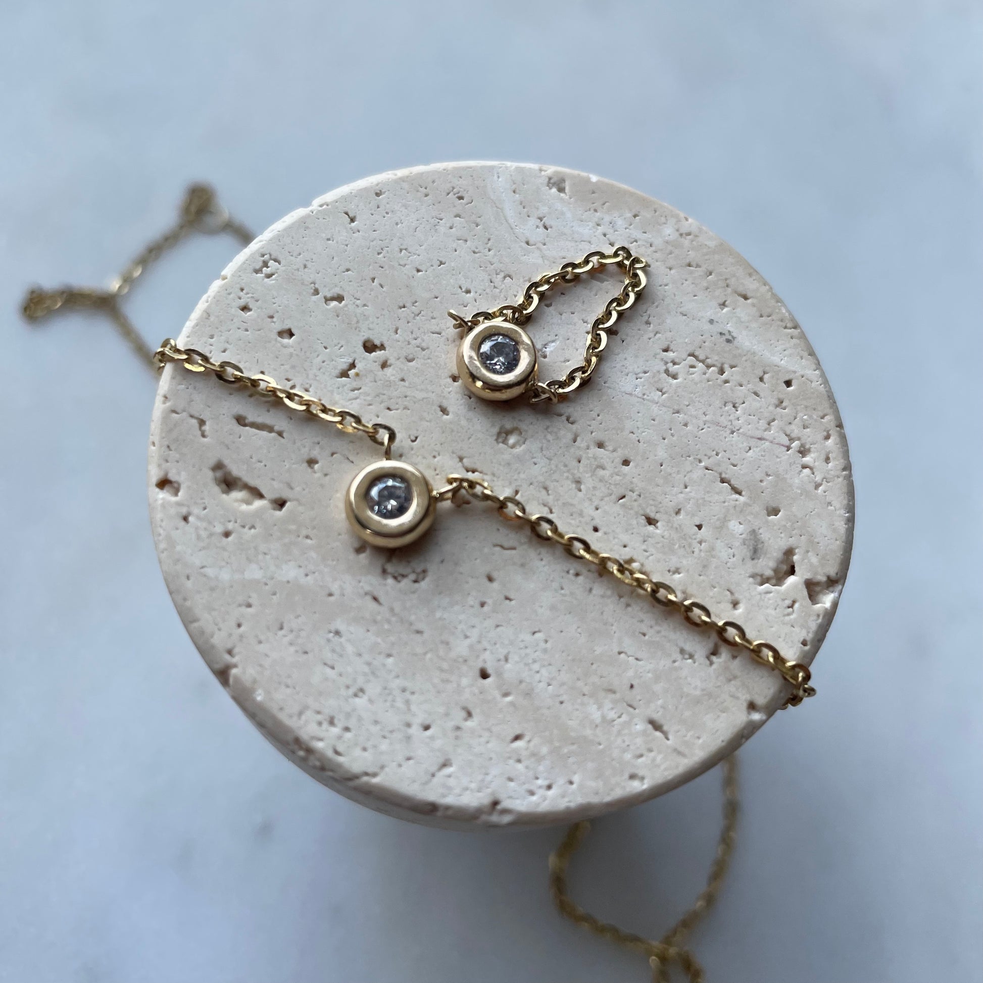 Bubble bezel Diamond Necklace - - Jewelry - Goldie Paris Jewelry - Bezel Necklace