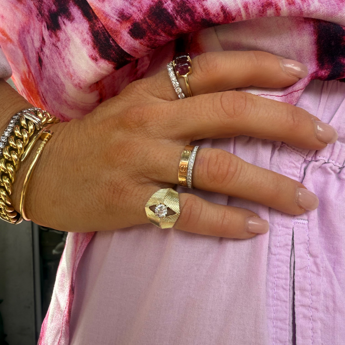 Yasmine Fluted Diamond Ring