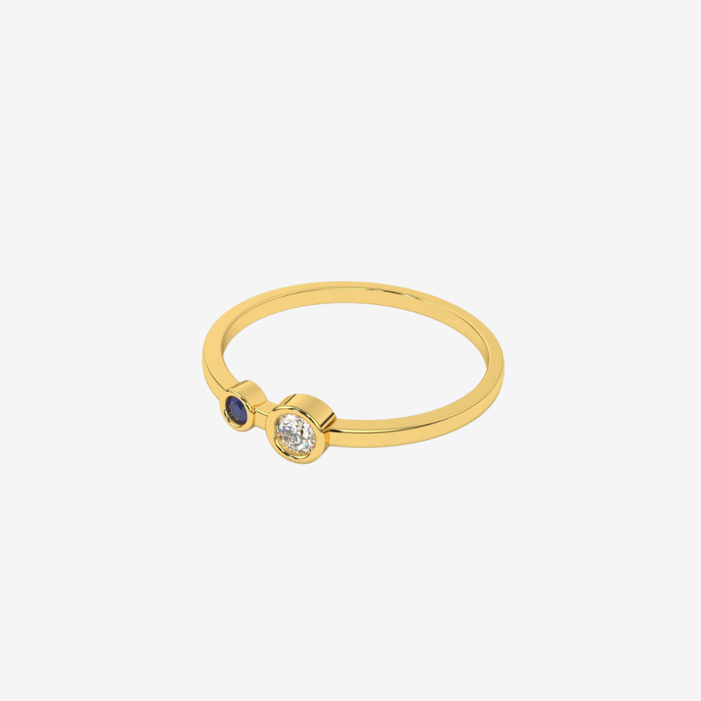 "Jude" Two Bezel set diamond Ring- Blue - - Jewelry - Goldie Paris Jewelry - Bezel Ring