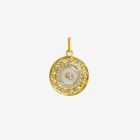 Diamonds and Mother of Pearl Disc Pendant
