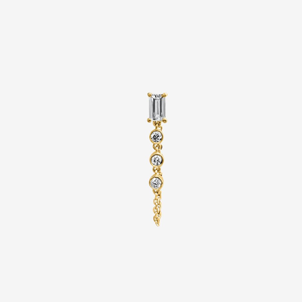 Nicky Baguette & Bezel Diamonds Chain Earring