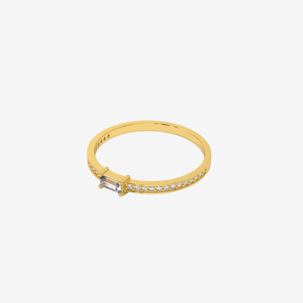 "Sophie" Stackable Baguette Pavé Diamond Ring - - Jewelry - Goldie Paris Jewelry - Baguette Ring